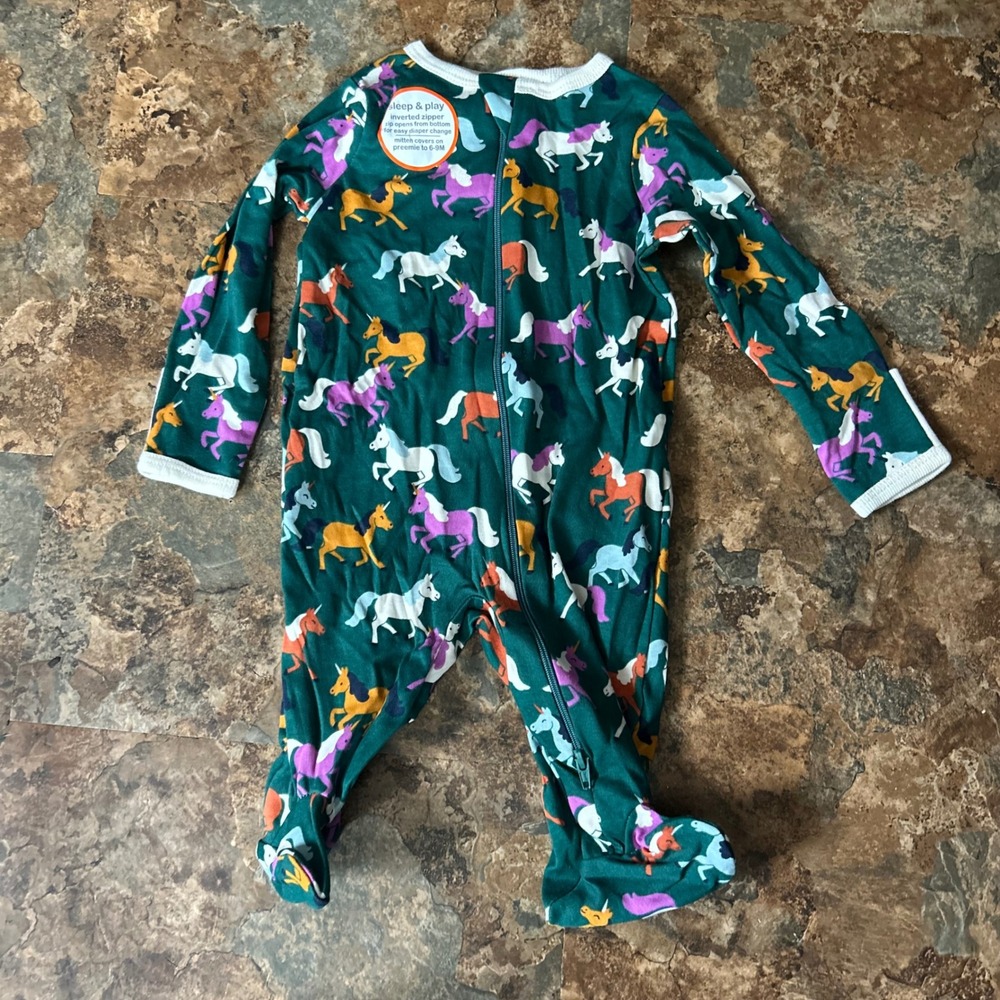 Wonder Nation Unicorn Pajamas Baby Girl's Size 0-3 Months Footie Pjs Pajama NEW